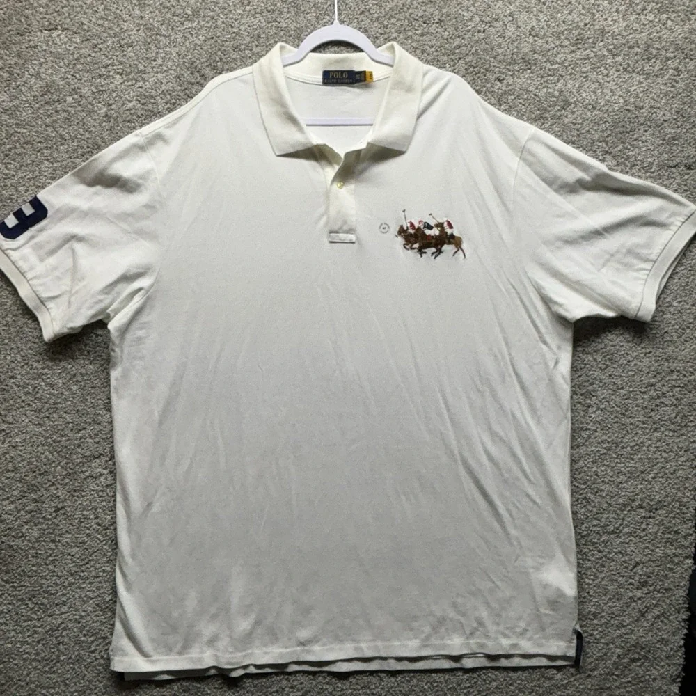 Polo Ralph Lauren Mens 4XLT White Triple Pony 3‎ Mesh Polo Shirt Christmas NEW